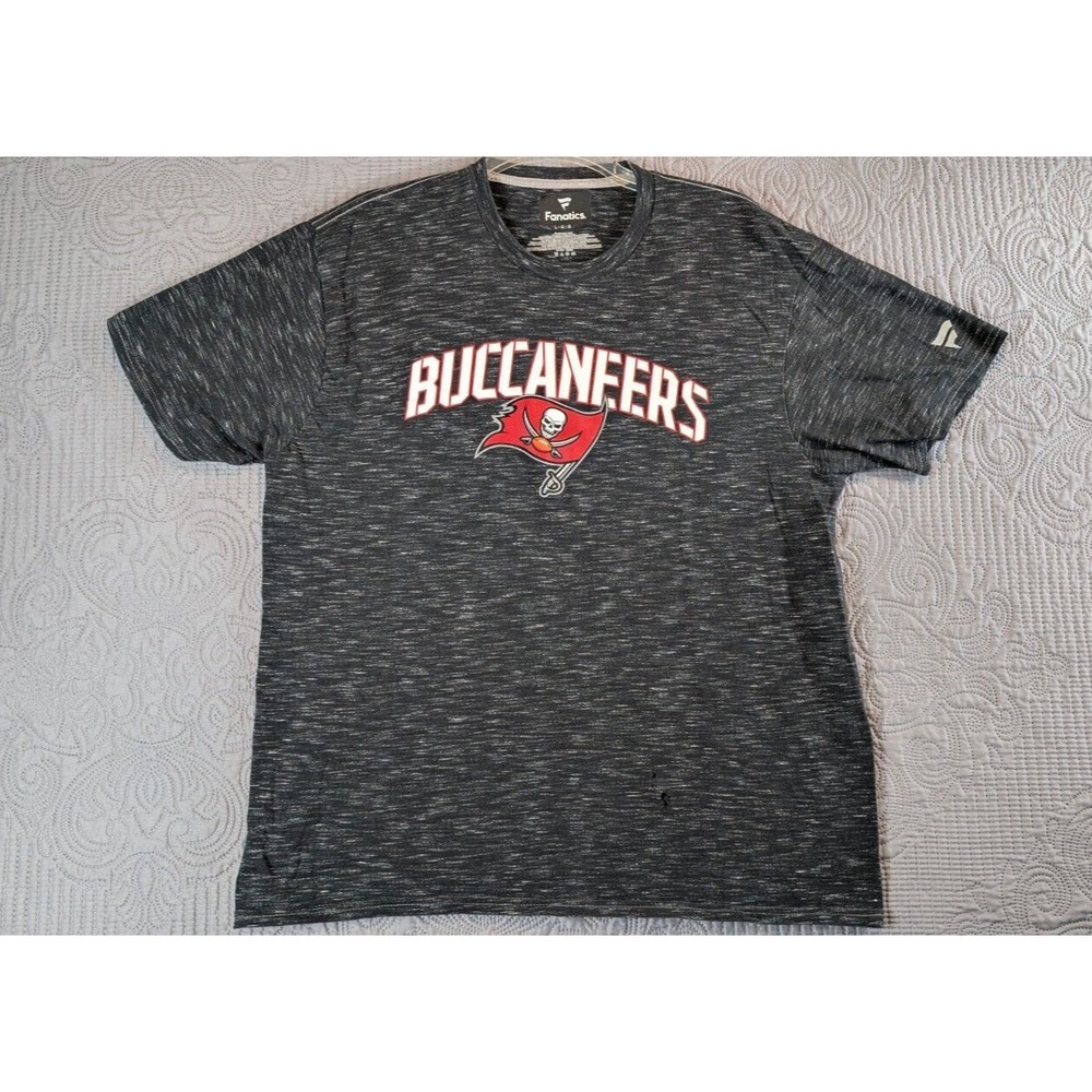 Buccaneers #12 Brady Fanatics Original T-shirt Men's Large Black Gray